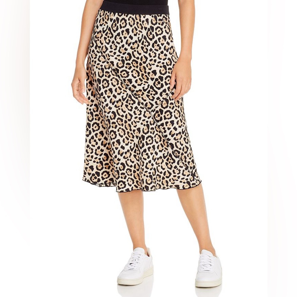 ATM Leopard Silk Pull-On Skirt